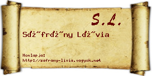 Sáfrány Lívia névjegykártya