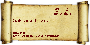 Sáfrány Lívia névjegykártya